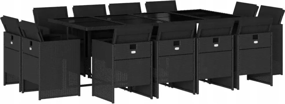 vidaXL 13-dielna sada nábytku do záhrady, vankúše, čierna, Pe ratan