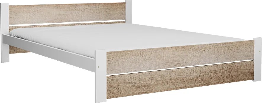 Posteľ IKAROS DOUBLE 180 x 200 cm, biela/dub sonoma Rošt: S latkovým roštom, Matrac: Matrace Sommera 18 cm