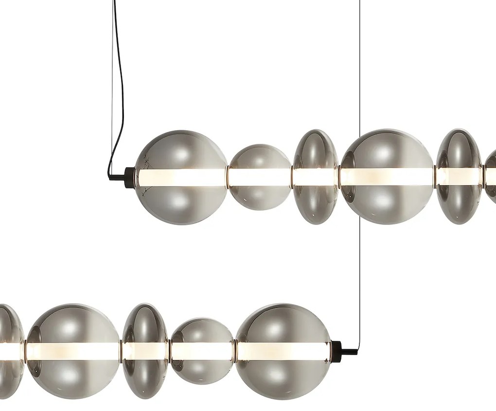 Závesné svietidlo Daphne, 7x grafitové sklenené tienidlo, b