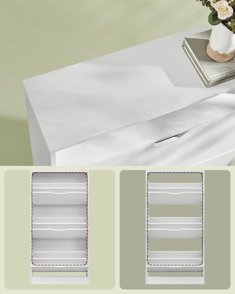 Skrinka na topánky s 3 dvierkami, botník, 24 x 60 x 139 cm, biela