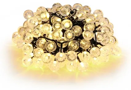Brilagi- solárny dekoratívny LED reťazec BUBBLE 200xLED/8 režimov 20m IP65 teplá biela
