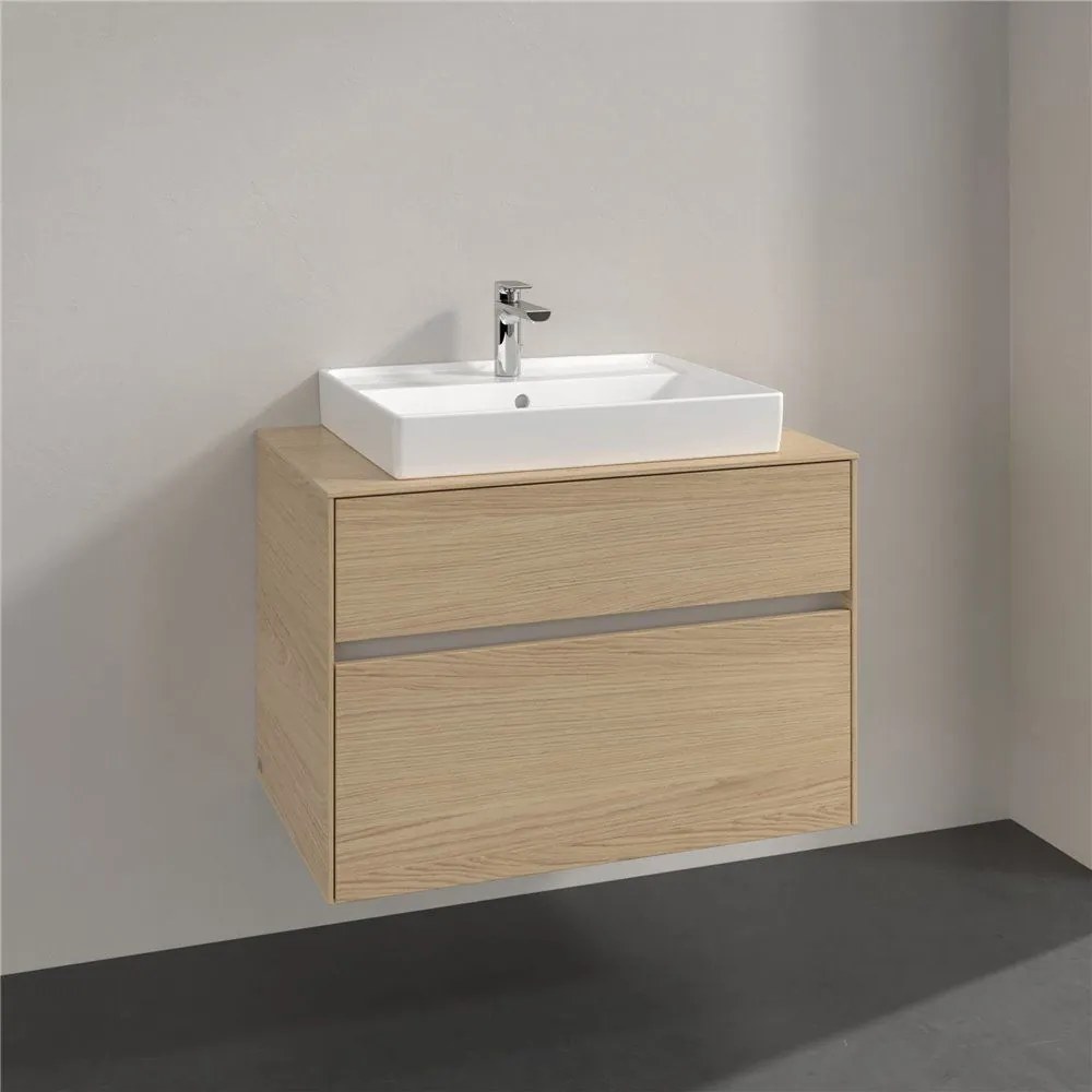 VILLEROY &amp; BOCH Collaro závesná skrinka pod umývadlo na dosku (umývadlo v strede), 2 zásuvky, 800 x 500 x 548 mm, Nordic Oak, C08000VJ