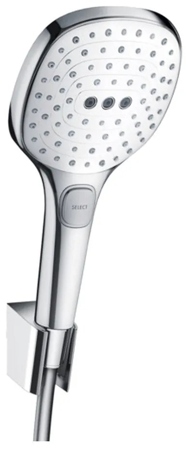 Hansgrohe Raindance Select E, sprchový set 120 3jet s hadicou 1600 mm, biela/chrómová, HAN-26720400