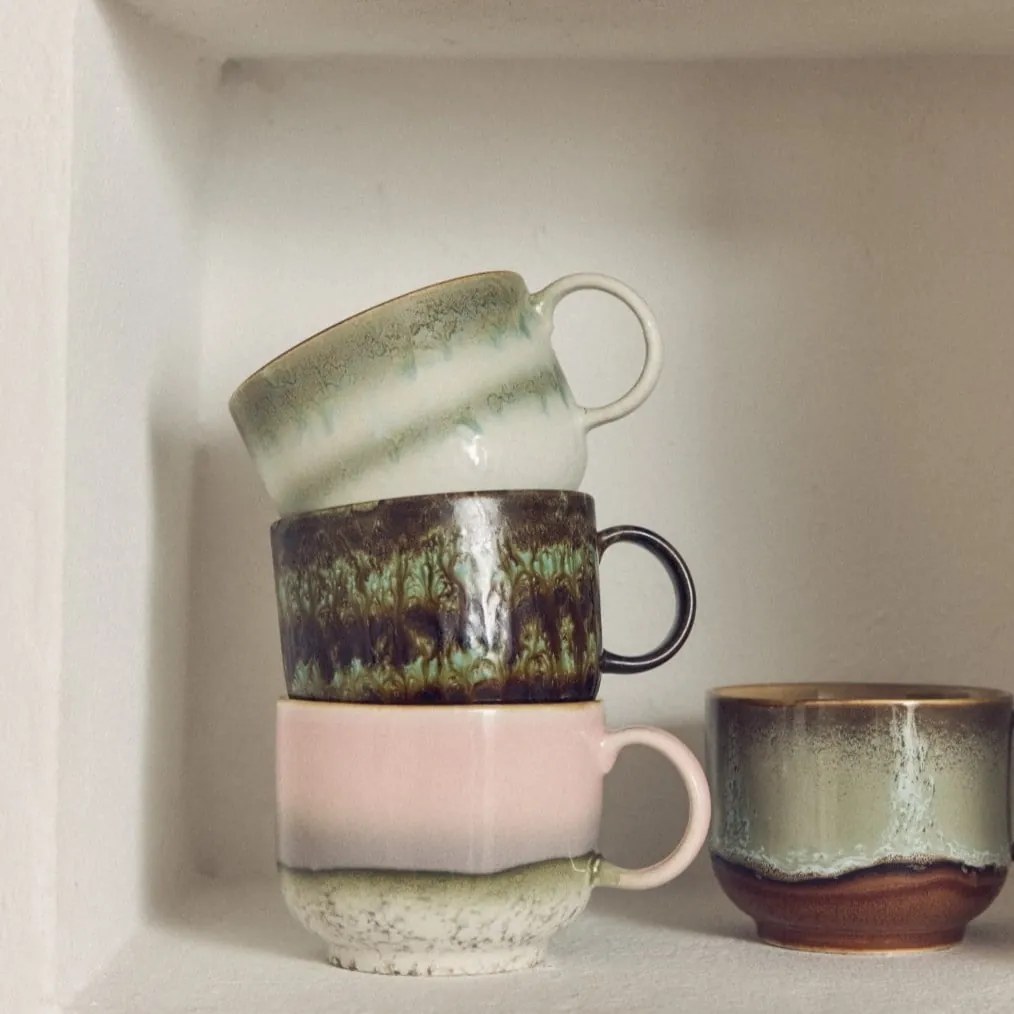 HK living Kameninový hrnek Tea cup 70's Quest 425 ml