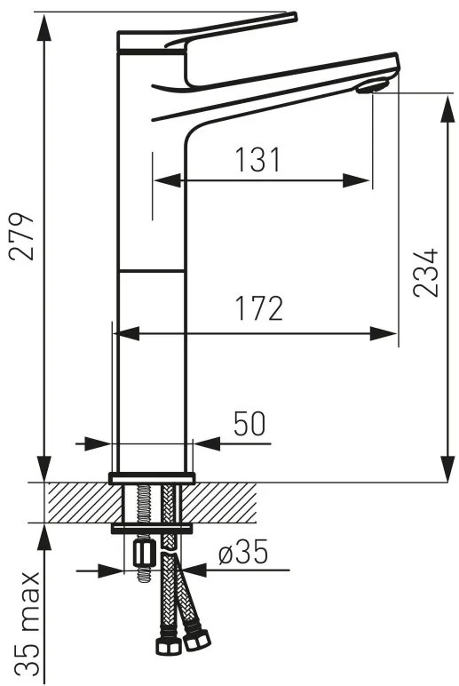 F-Design Seppia, vysoká umývadlová batéria + odtoková zátka ClickClack, čierna matná, FD1-SPA-2L-22