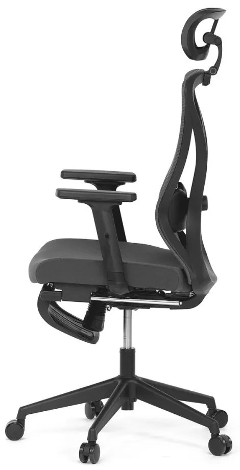 Ergonomická kancelárska stolička ZANE s podnožkou — sieťovina/látka, sivá