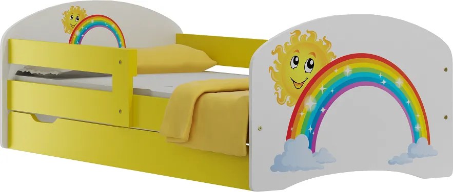 MAXMAX Detská posteľ so zásuvkami DUHA A SLNIEČKO 160x80 cm