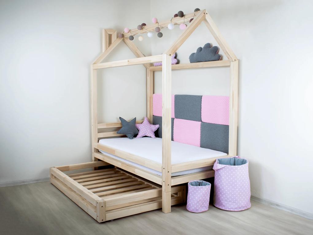 MAXMAX Detská dizajnová posteľ z masívu 180x90 cm DOMČEK 1 so zásuvkami 180x90 ÁNO