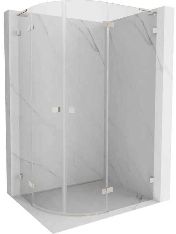 Mexen Lunar, L pravý polkruhový sprchový kút 100 x 80 cm, 8mm číre sklo, oceľový profil, 833L-100P-080L-97-00