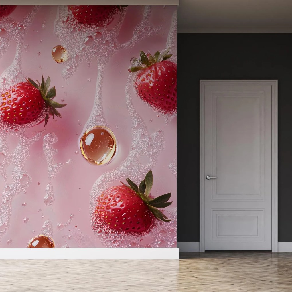 Fototapeta - Jahody v bublinách (147x102 cm)