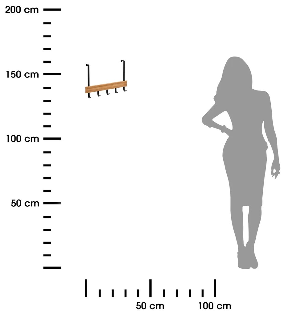 Držiak na uteráky Natureo Black, čierna/s drevenými prvkami