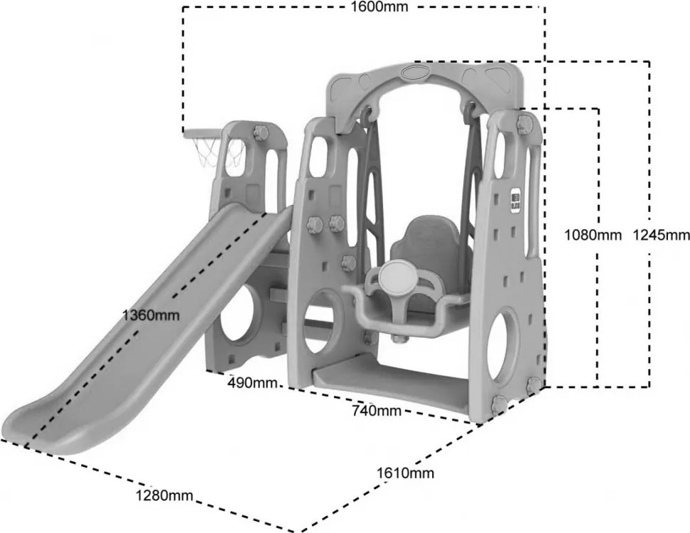Ramiz Záhradná šmýkačka 3v1 Swing Basketbal pre deti Modrá