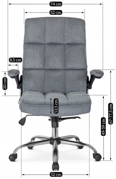 Vintino kancelárska otočná stolička JACOB s chrómovými nohami sivá