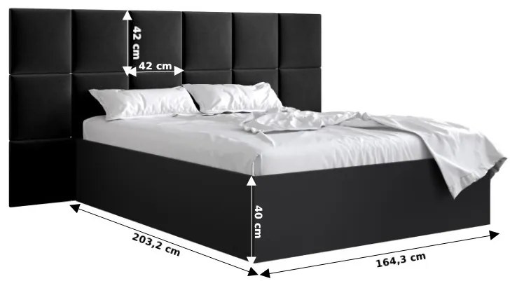 Manželská posteľ s čalúneným čelom 160 cm Brittany 4 (biela matná + čierna) (s roštom). Vlastná spoľahlivá doprava až k Vám domov. 1046059
