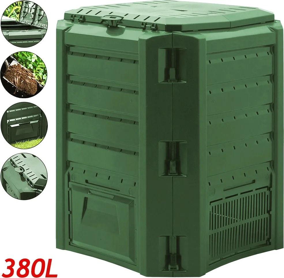 Jurhan Záhradný kompostér - plastový 380/800/1200/1600L zelený IKST380Z-G851