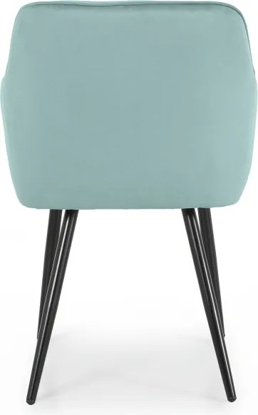 Sada štyroch jedálenských stoličiek DIAMANTE zamatové, tyrkysové / čierne nohy (4 ks)