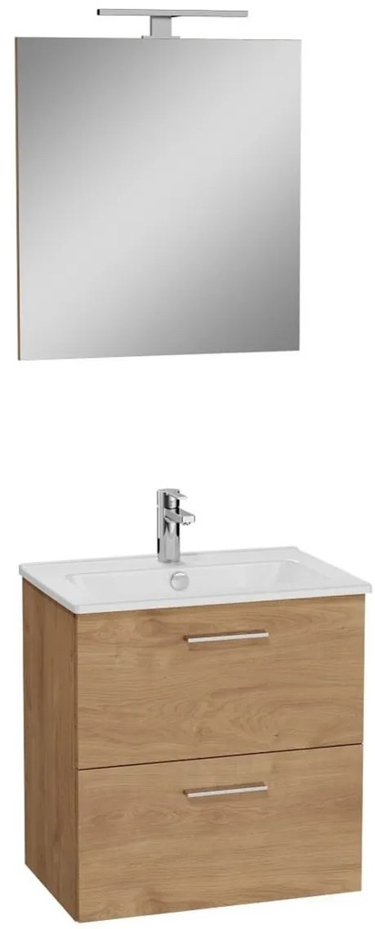 Kúpeľňová zostava s umývadlom, zrkadlom a osvetlením Vitra Mia 59x61x39,5 cm dub MIASET60D