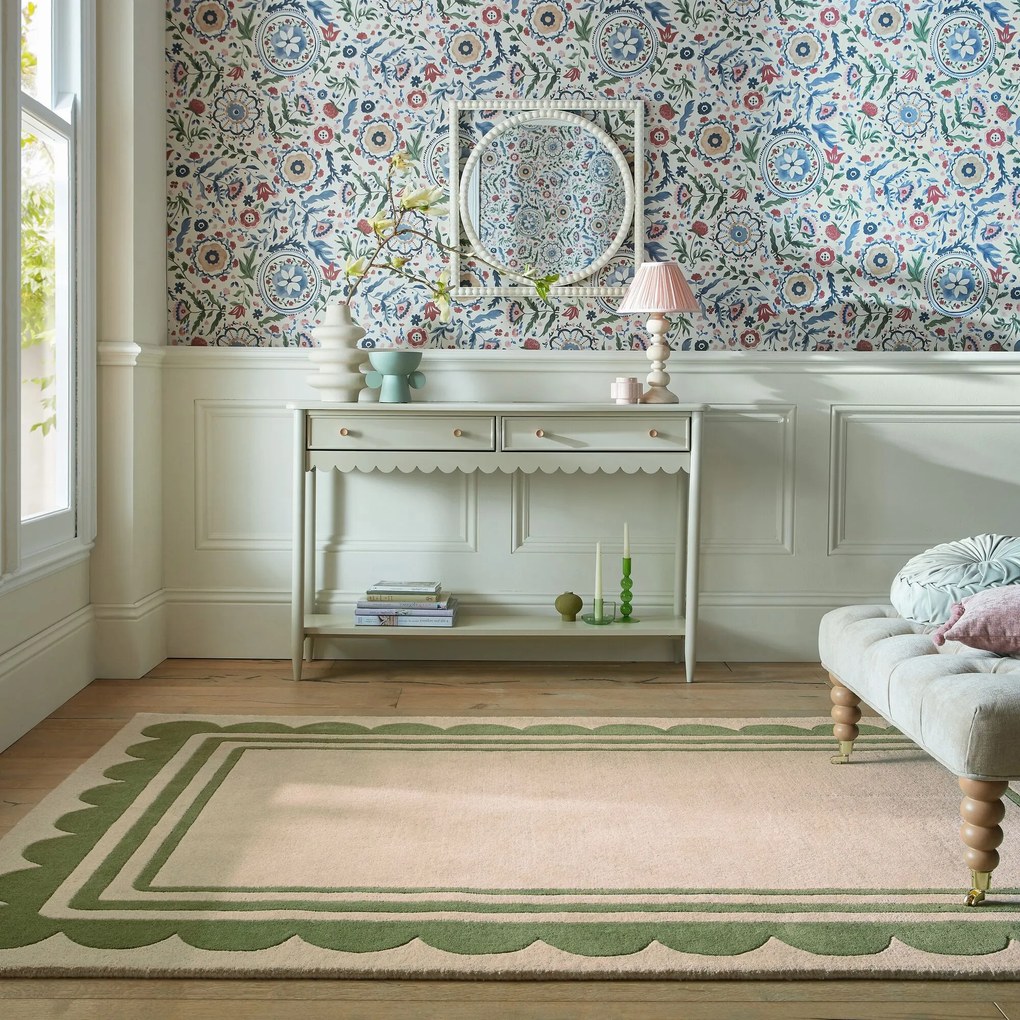 Flair Rugs, Ručne všívaný kusový koberec Lois Scallop Green, 120x170, zelená, chodba / predsieň