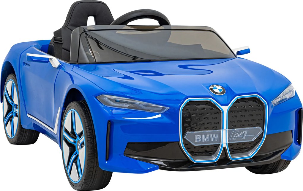 Ramiz BMW i4 Detské autíčko na batérie modré + pomalý štart + EVA + ekokoža + LED audio + diaľkové ovládanie