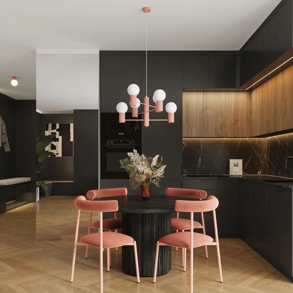 Luster Halo, 6x biele sklenené tienidlo, p