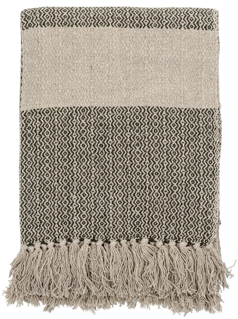 Bloomingville Bavlnený prehoz Green Recycled Cotton 160 × 130 cm