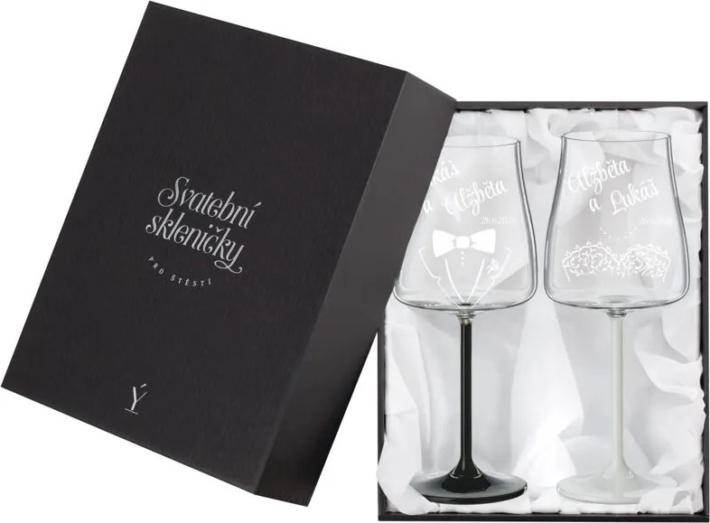 Svadobné poháre na víno Wedding s kryštálmi 2 ks