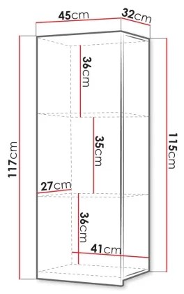 Nástenná skrinka CALABRINI 117x45 cm biela