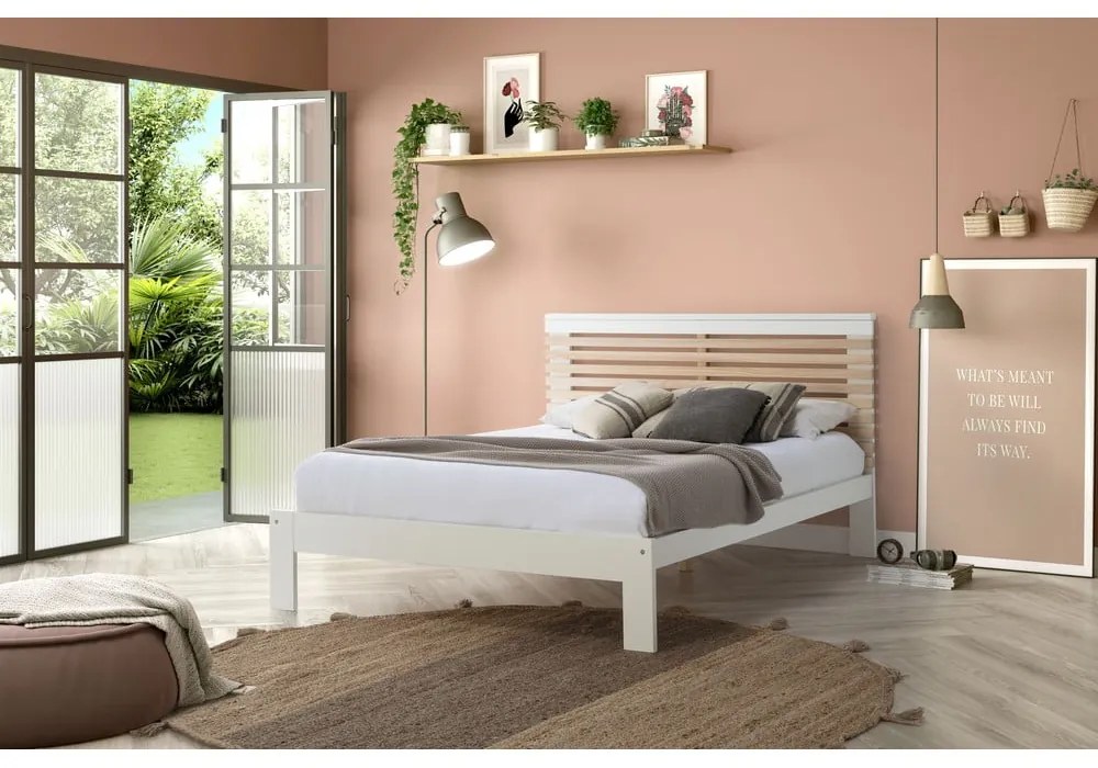 Biela dvojlôžková posteľ s roštom 140x190 cm Vectra – Marckeric