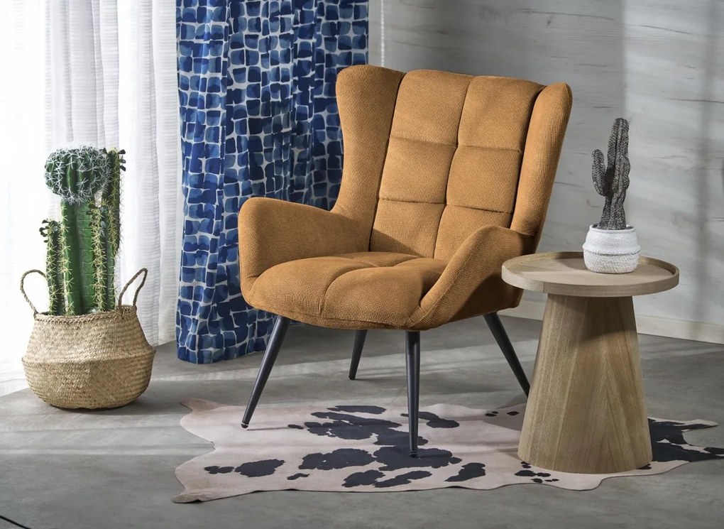 Designové křeslo Byron hořčicové