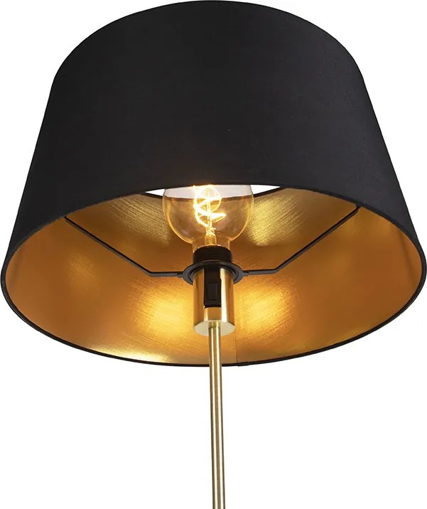 Stojaca lampa zlatá/mosadzná s čiernym tienidlom 45 cm nastaviteľná - Parte