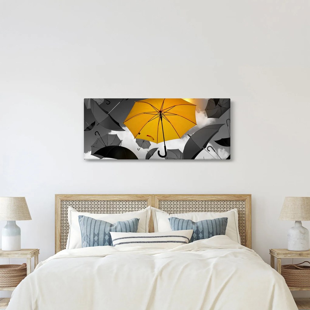 Obraz žltého dáždnika (120x50 cm)