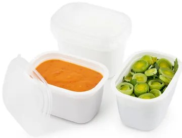 Plastové dózy do mrazničky, Rotho FREEZE, biela, sada 4 x 0,75l (16x11x14)