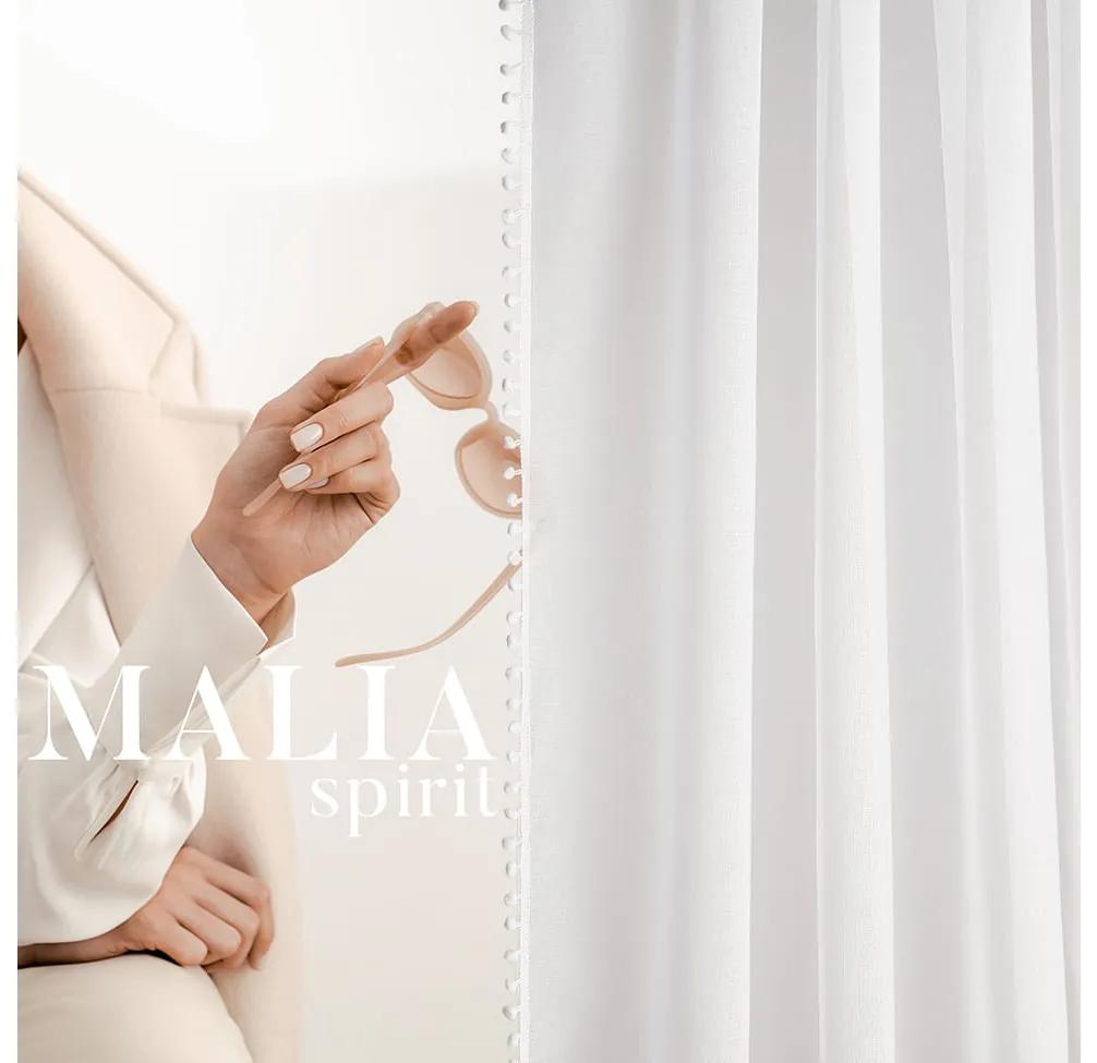 Room99 Záclona na krúžkoch MALIA SPIRIT Biela Pompony Veľkosť: 140 x 280 cm