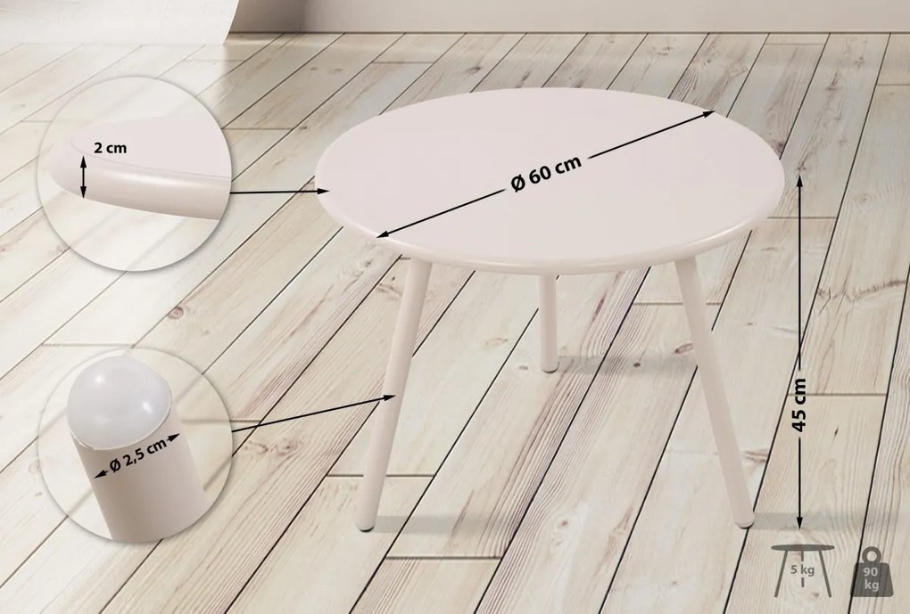 Konferenčný stolík Minot - v45 x Ø60 cm - Svetlo sivá