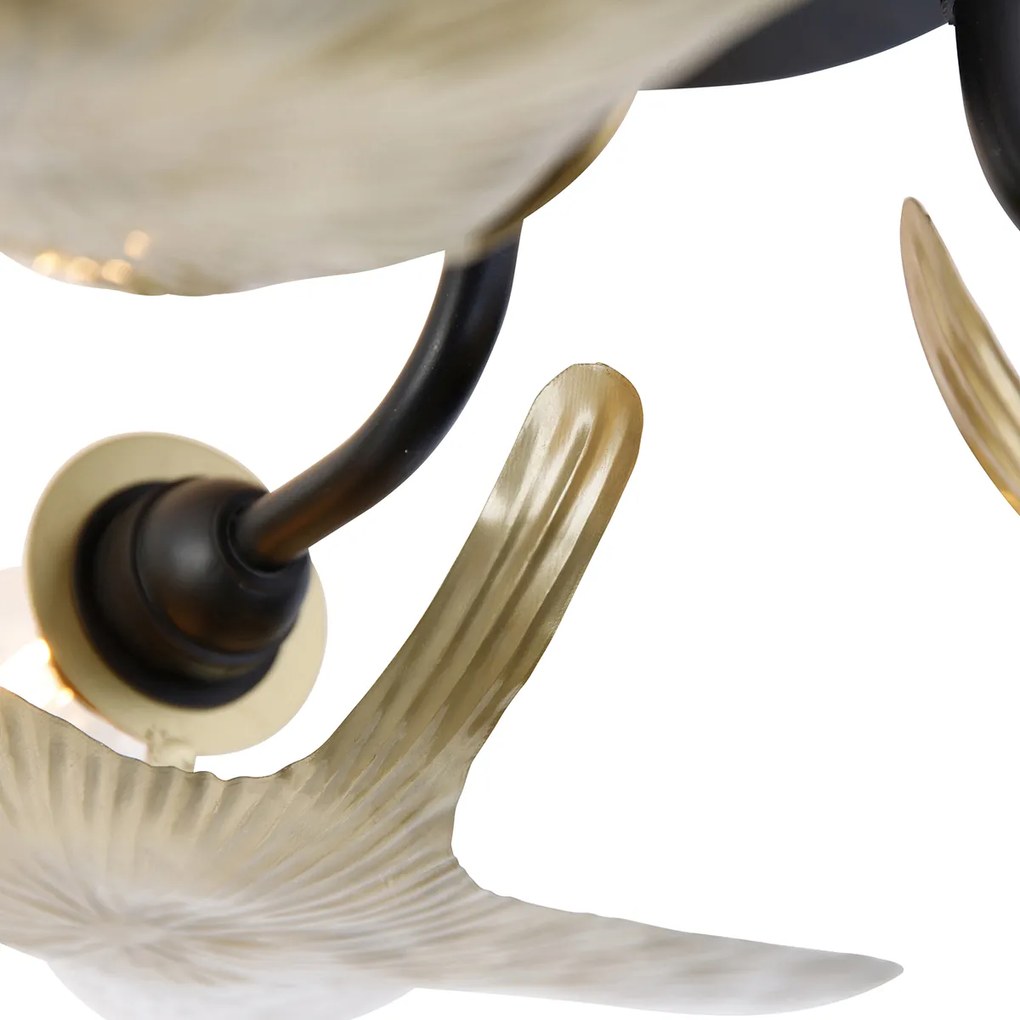 Orientálne stropné svietidlo mosadz s čiernou 3-svetlo - Louka