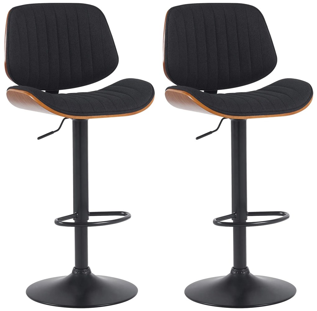 2x Barová stoličkaClawson - látka, čierny rám - orech/čierna