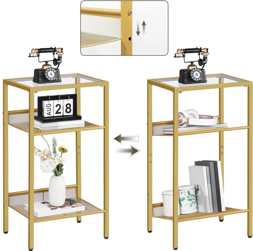 Odkladací stolík Vasagle Nortia 40 cm číry/zlatý
