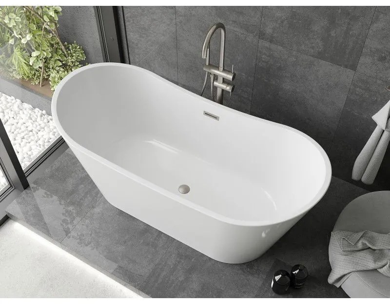 Mexen Montana, voľne stojaca vaňa 180 x 90 cm, biela, brúsená oceľ prepad, 52011809000-97