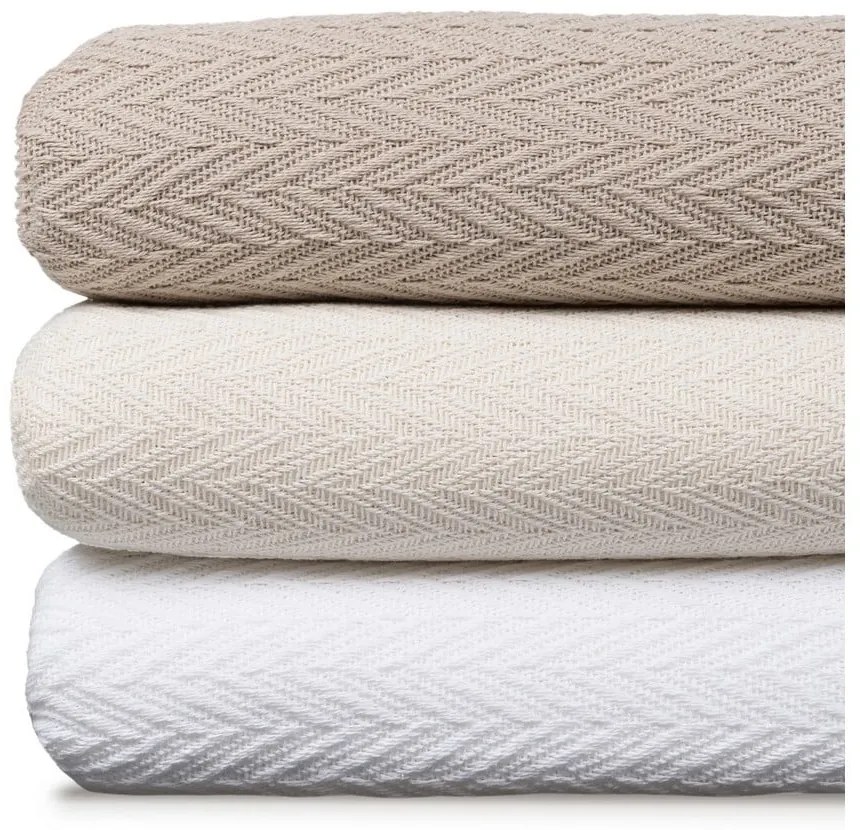 Krémovobiely pléd z recyklovanej bavlny 180x260 cm Spike – Ixia