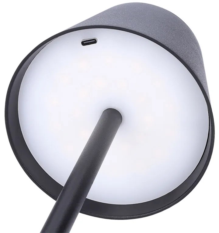 SOLIGHT LED nabíjacia lampička Lucca, 120lm, zmena CCT, stmievanie, čierna