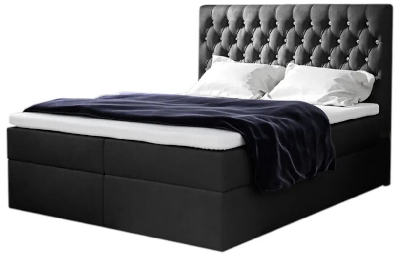 Čalúnená posteľ boxspring TOMIO + úložný priestor + vrchný matrac - jasmine 100 / 180x200