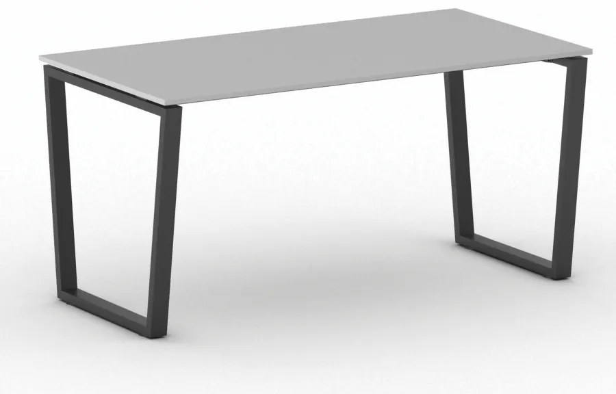 Kancelársky stôl PRIMO IMPRESS, 160x80 cm, čierna podnož, sivá