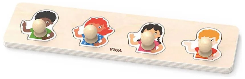 Detské drevené puzzle s úchytmi Farby kože