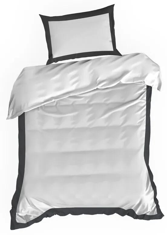 Dekorstudio Exkluzívne posteľné obliečky LAURA - biele s čiernym lémom Rozmer posteľných obliečok: Šírka x Dĺžka: 160x200cm + 2 ks 70x80 cm
