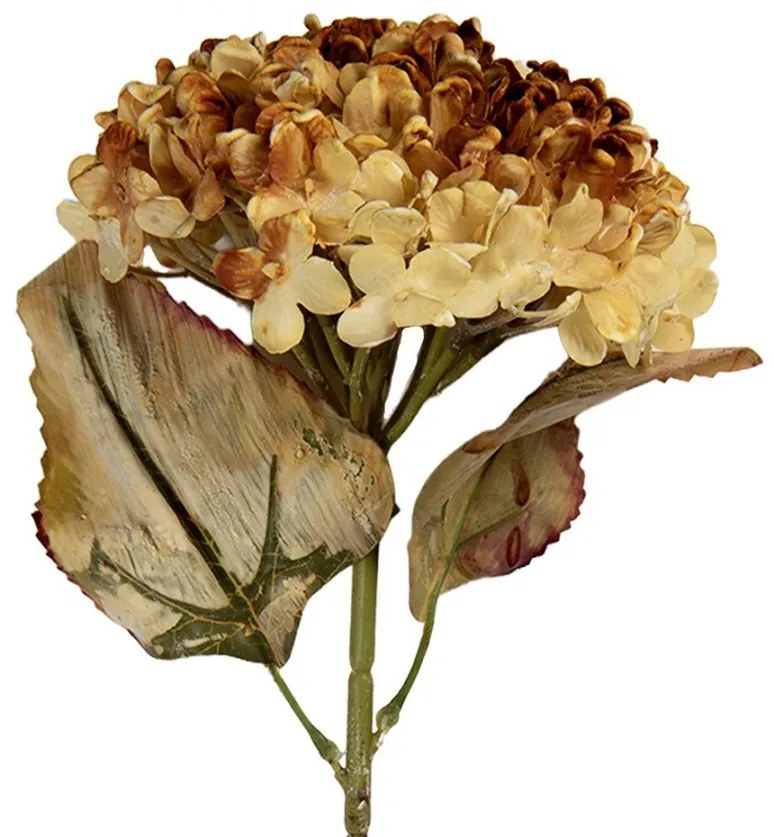 Žltá umelá dekorácia sušená kvetina hortenzie - 15*15*47 cm