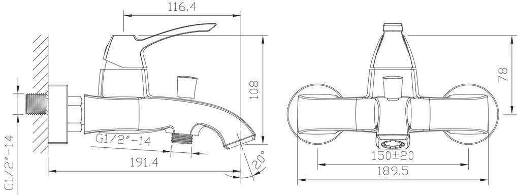 Sapho Sapho, DREAMART nástenná vaňová batéria, chrómová, DA010