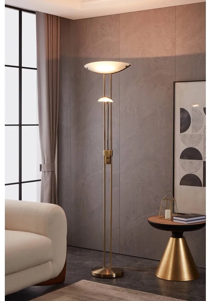 Stojacia lampa v bronzovej farbe so skleneným tienidlom (výška 180 cm) BAYA – EGLO