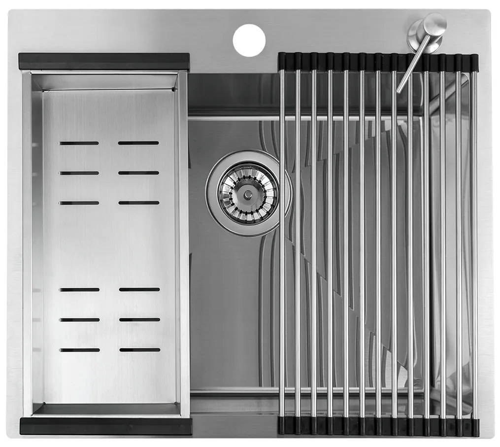 Laveo Malawi, 1-komorový nerezový drez s príslušenstvom 580x500x200 mm, oceľová, LAV-SLMA010D