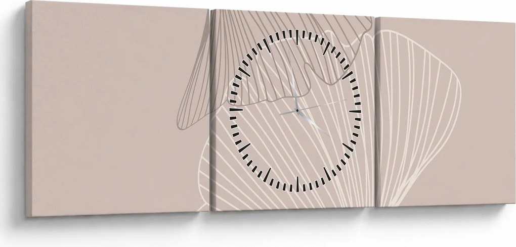 Obraz - Béžové listy N⁰2 (s hodinami) (90x30 cm)