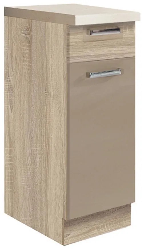 Kuchynská skrinka Premio 1D sonoma/biely/cappuccino lesk